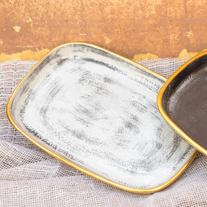 Wide Rectangular Platter With Gold Rims