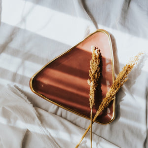 Triangular platter with gold rims